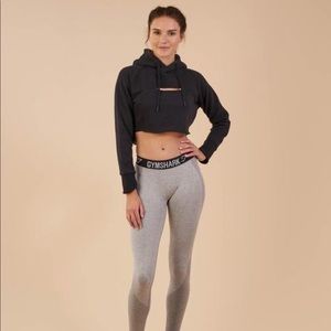 NWT-XS Gymshark Cropped Raw Edge Hoddie- Black